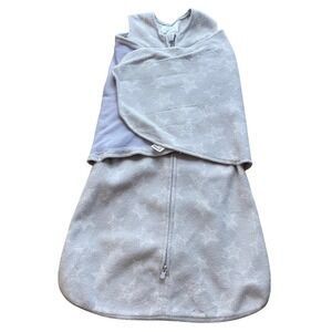 Halo SleepSack Swaddle Small 3-6M Grey Fleece Star Pattern Wearable Blanket
